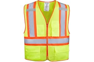 KAYGO High Visibility Safety Vests KG0100, Safety Vests Reflective with Pockets and Zipper,ANSI Type R Class2 Not FR