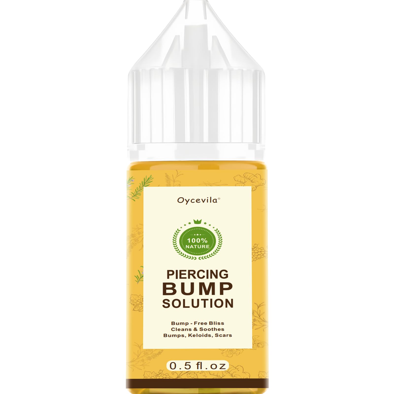 Photo 1 of 0.5oz -100% Natural Piercing Bump Solution & Keloid Bump Removal Drops (with 20 Cotton Swabs), Professional Piercings Aftercare Oil to Relieve & Reduce Appearance of Keloid/Scar on Nose, Ear & Belly