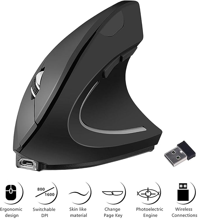 Ergonomic Vertical USB Wireless Vertical Mouse,2.4G Scroll Endurance