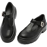 Ruiatoo Women's Mary Jane Platform Loafers - Cute Low-Heel Oxford Pumps for Work, Church, School, Dress Wedding Party Shoes (3966, Black 37)