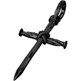 ZENLUNANO Nail Cross Necklace for Men, 316L Stainless Steel | Rugged cross with a twisted rope knot; necklace and pendant only options