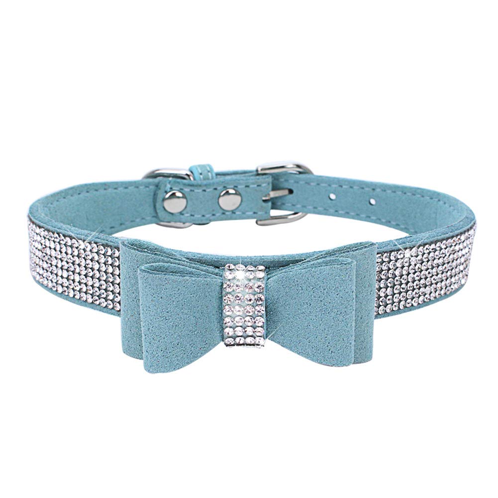 ETOPARS Rhinestone Dog Collar, Cute Dazzling Dog Rhinestone Collar, Crystal Diamond Pet Dog Cat Collar, Pet Collars with Rhinestones, Dog Collar Harness for Small & Medium Dogs (L, Blue)