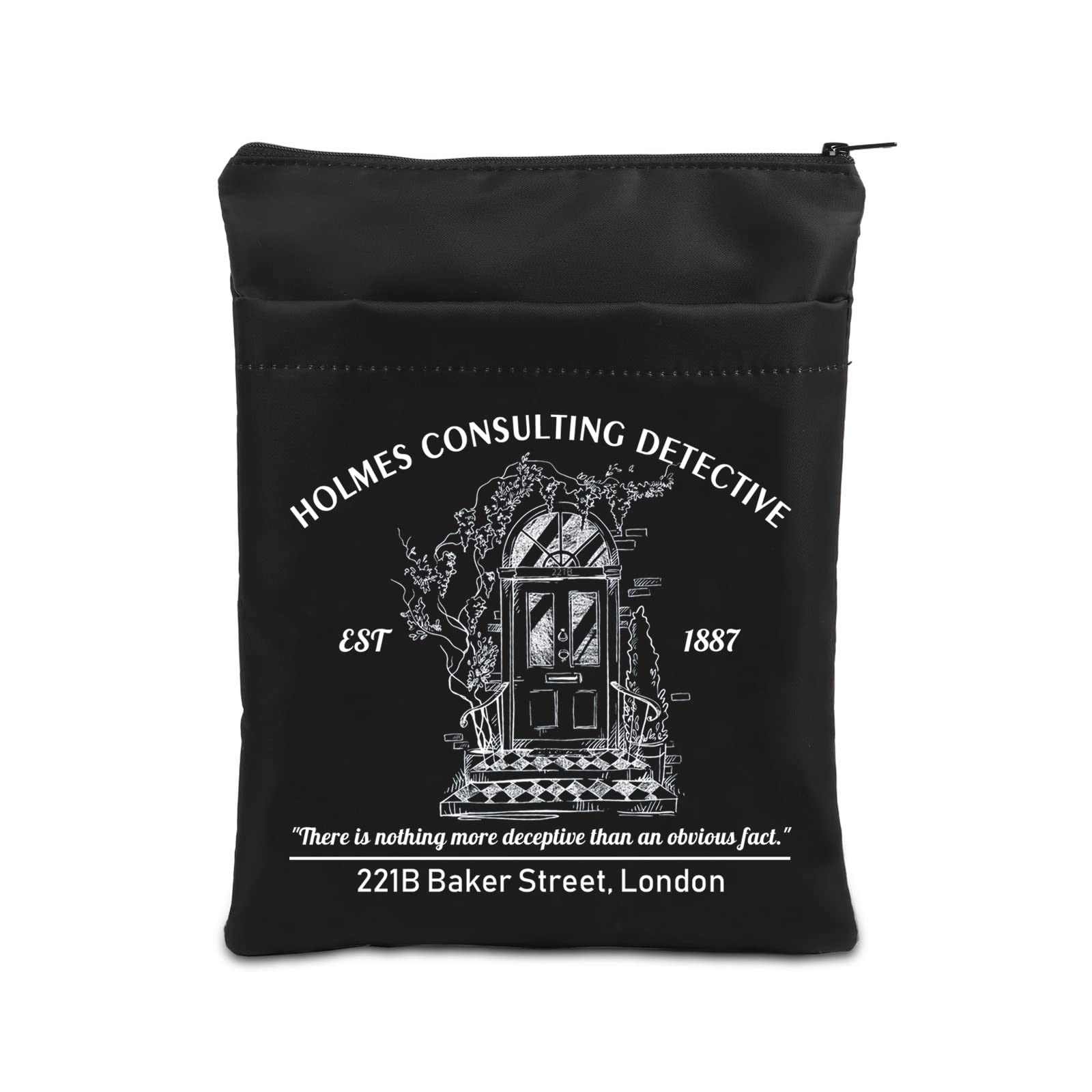 221B Baker Street Book Lover Gift Sherlock Literature Fan Book Cover Zipper Literary Lovers Book Cover (221B BM)