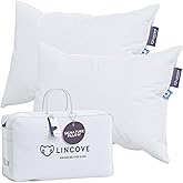 Lincove Signature 100% Natural Canadian White Down Luxury Sleeping Pillow - 800 Fill Power, 500 Thread Count Cotton Shell, Made in Canada, King - Medium, 2 Pack