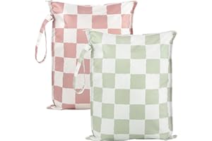 RELAXSCENE Wet Dry Bags Water Resistant - 2 Pack Reusable Waterproof Wet Dry Bag for Swimsuits & Baby Clothes - Leakproof Storage Pouch Bag for Travel & Baby Diaper - Travel Laundry Daycare Bags