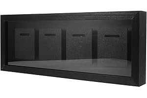 Abaodam Wooden Medal Display Case for 4 Medals with Black Solid Wood Frame, Shadow Box Storage for Sports,