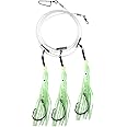 Dr.Fish Deep Drop Rigs 6ft Glow Squid Rig Lures for Saltwater, Halibut Bottom Fishing Surf Trolling Lure Leader for Stripers Trout Tuna Tilefish
