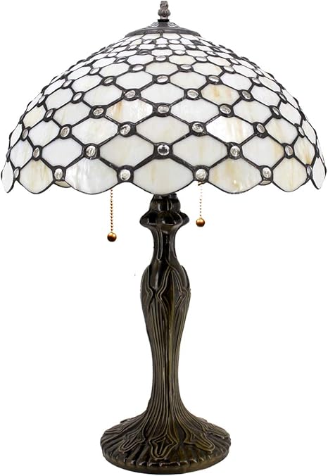 Amazon Com Tiffany Table Lamp Crystal Pear Bead Amber Stained Glass Colorful Shade Reading Light W16h24 Inch Tall S005 Werfactorylamps Parent Friend Kid Living Room Bedroom Study Cafe Bar Antique Art Craft Gift