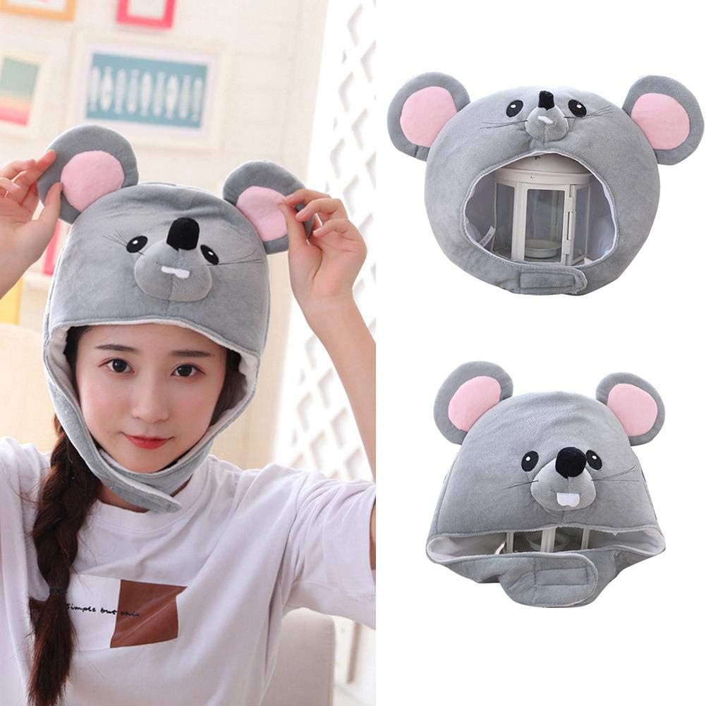 signmeili Cute Rat Doll Hat Head Mask Plush Funny Headgear Plush Toys Cartoon Animals Suitable for Easter, Concerts and Other Events