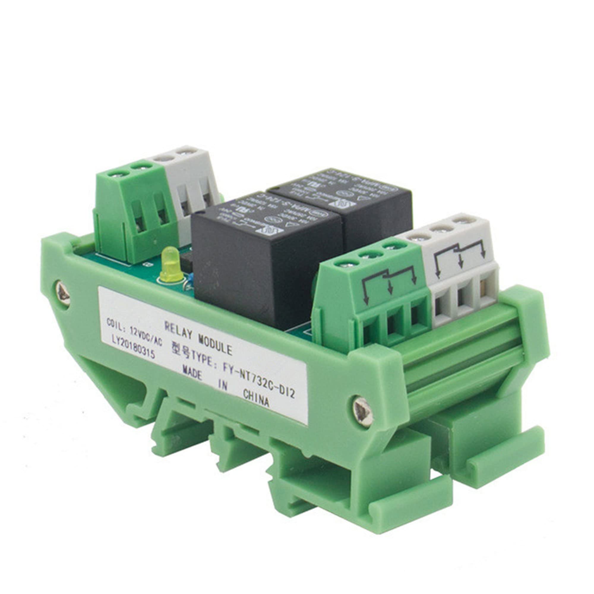 GAEYAELE 2 Channel Relay Module AC/DC 12V Relay Interface (FY-T732C-12ACDC)