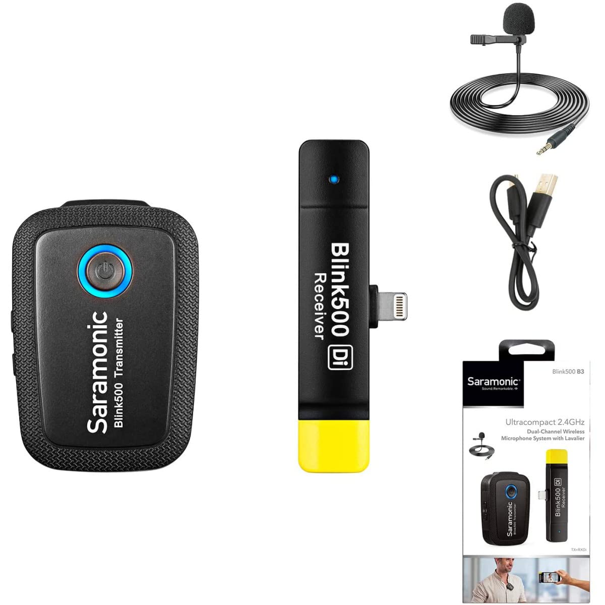 Saramonic Blink 500 B3 TX+RX 2.4GHz Micro-Wireless Lavalier System w/Apple Ligh