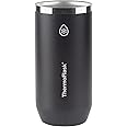 ThermoFlask Tall Can Cooler - 2-in-1 Insulated Can Cooler Cup - Durable Stainless Steel Cooler with Non-Slip Base - Dishwasher-Safe Beverage Can Cooler - 16 oz, Jet Black