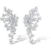 Santuzza 925 Sterling Silver Simulated Diamond Fireworks Earrings White Cubic Zirconia Stud Earrings for Women