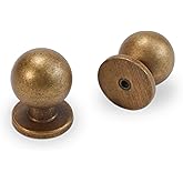 POVEFONK 10 Pack Antique Brass Kitchen Cabinet Knobs | Solid Zinc Alloy,Screws Included,Vintage,Aged Gold,Cabinet Knobs For Cupboards, Drawers, Dressers, Furniture, Hardware