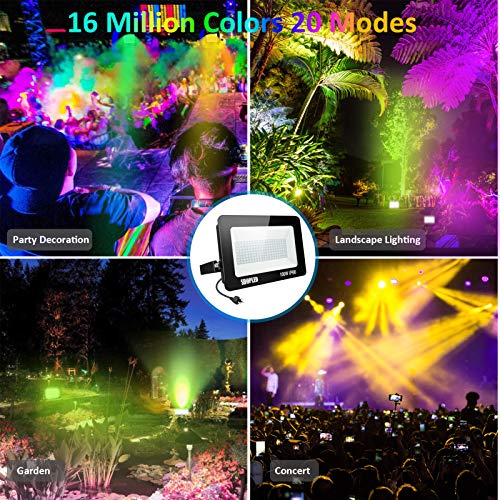 SHOPLED 2 Pack 150W RGB LED Flood Light Bluetooth Smart Outdoor Color