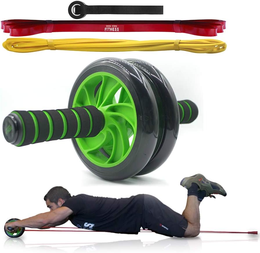 Ab Roller Wheel Kit with Resistance Bands. Attach Bands to Add Assistance to Your Ab Wheel and Complete More Reps. Our Double Roller Ab Wheel is More Stable and Easier to Use. Perfect for Beginners