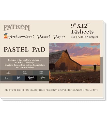 MUNGYO Bloc Papier Pastel A4 Professionnel – 30 Feuilles Couleurs Foncées (Noir, Anthracite, Bleu Nuit, Café) Pour Pastel Sec & Huile