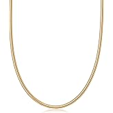 Barzel 18K Gold Plated Flat Herringbone Snake Chain Necklace for Women | Sizes 16-24 Inches | Made In Brazil