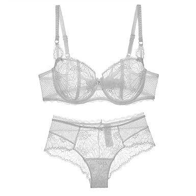 Nature Damen Dünnn Transparenten Spitzen BH Set