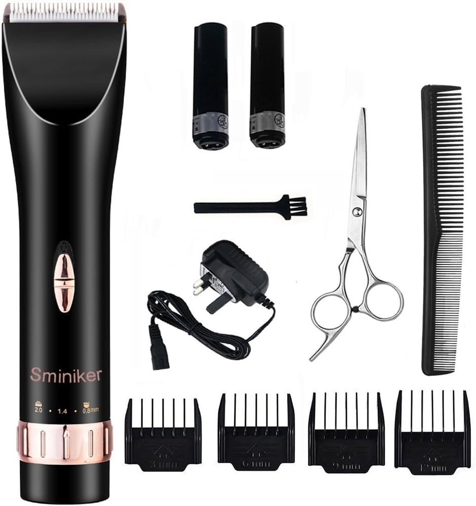 Sminiker Quiet Hair Clippers Cordless Rechargeable Hair clippers for Adults and Babies Professional Barber Clippers Set with 2 Rechargeable Batteries 4 Comb Guides and Scissors