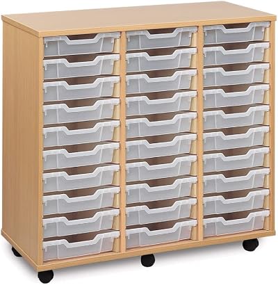 Office Needs Direct Monarch Mobile School Tray Storage Unit 30 Trays Beech