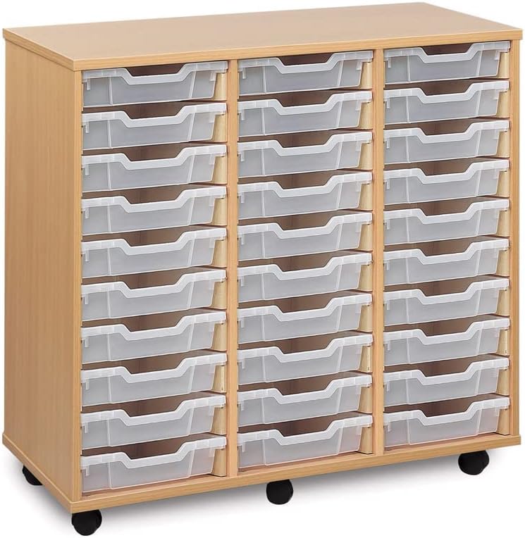 Office Needs Direct Monarch Mobile School Tray Storage Unit 30 Trays Beech