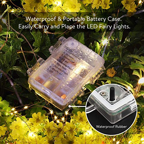 LightsEtc 8 Modes 2 Pack 33 Feet 100 Led Fairy String Lights with Battery Remote Timer Control Operated Waterproof Copper Wire Fairy Lights for Room Wedding Garden Party Wall Tree Decoration - Thumbnail 3