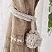 Yeexue American Hand Knitting Curtain Rope Tiebacks Rural Cotton Tie (One Pair, Beige)