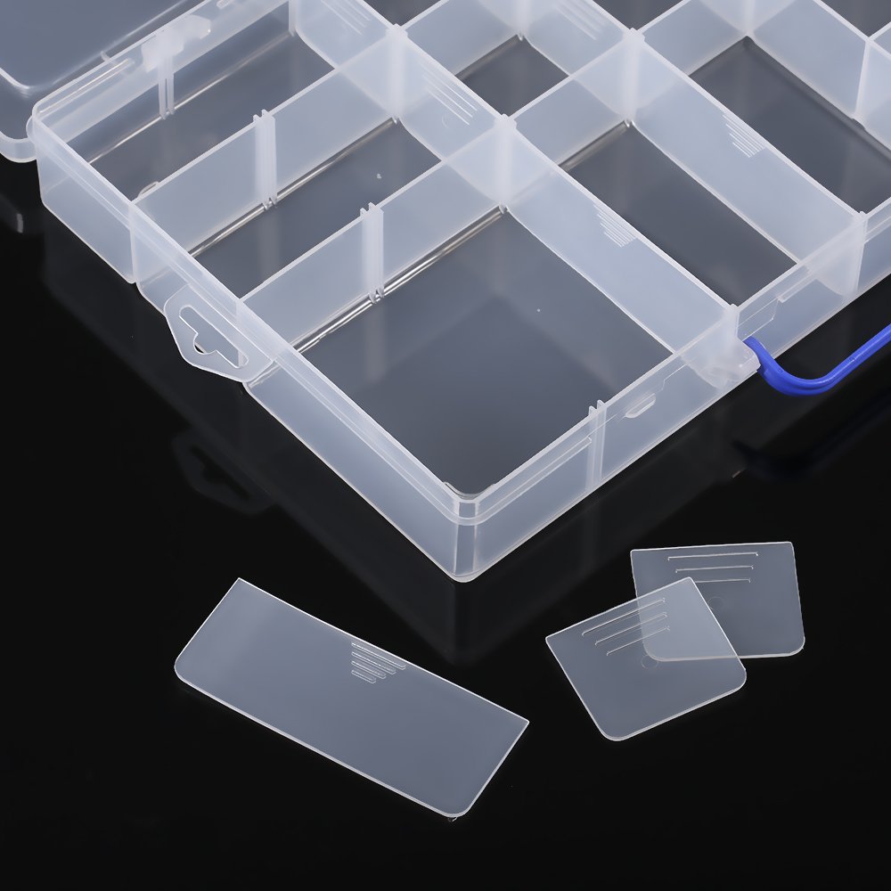 Scatola Portaoggetti In Plastica Con 32 Scomparti E Divisori - Contenitore Trasparente Per Gioielli, Perline, Viti E Piccoli Oggetti, 26x13,2x1,7 Cm