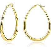 KISSPAT Sterling Silver Chunky Hoop Earrings for Women Hypoallergenic Thick Huggie Earring Wide Hoops Everyday Hoop Earrings