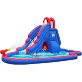 Sunny &amp; Fun Deluxe Inflatable Water Slide Park with Climbing wall &amp; Tunnel | Heavy-Duty Oxford Blow-Up Water Park for Kids Backyard with Splash Pool, Air Blower &amp; Carry Bag | Easy Setup