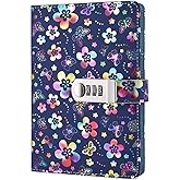 koboome PU Leather Diary with Lock, A5 Size Diary with Combination Lock Digital Password Journal Locking Journal (Multicolor)