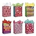 Birthday Party Gift Bags Set of 6 Large Birthday Gift Bags W/ Flowers, Elephants, Cup Cakes, Presents, Owls, Tags, and Tissue Paper for Women, Girls, and Baby Girl