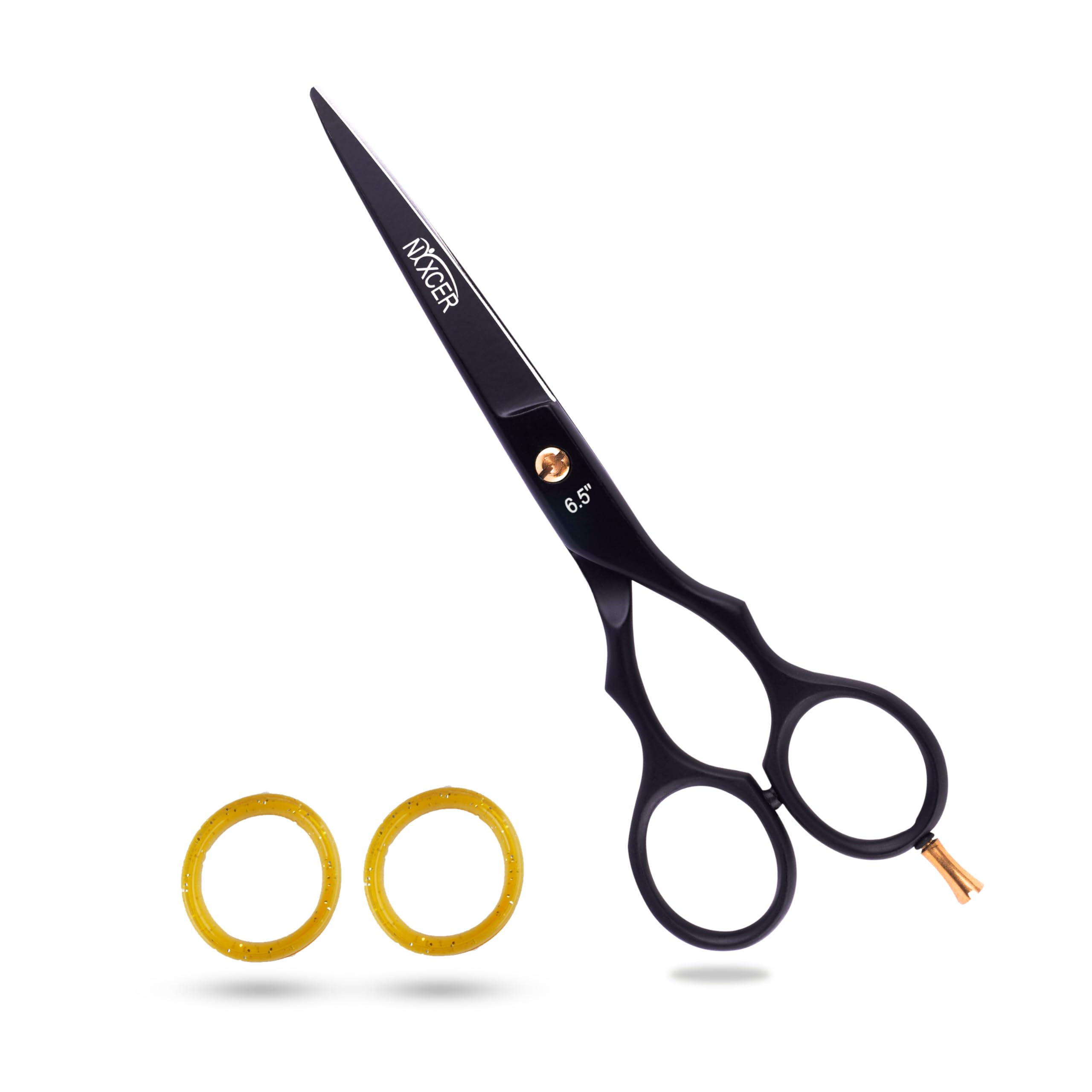 Nixcer Professional Super Cut Hairdressing Scissors - Stainless Steel Barber Scissors - 6.5” Overall Length - Fine Adjustment Tension Screw - Premium Shears for Hair Cutting Black