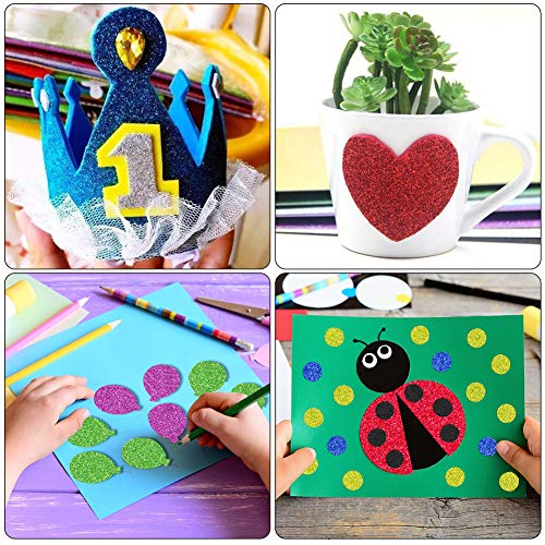 3 otters Glitter Foam Sheet Sparkles Self Adhesive Sticky, 11.8 x 7.8 inches Adhesive Foam Sheets Decorative Craft Paper for DIY Craft Activities, 15 Assorted Colors