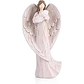XIYOUQI Guardian Angel Figurine Holding Baby – Hand-Painted Memorial Statue for New Mom, Baptism, or Miscarriage Gifts – Sympathy Angel Figurine for Baby Loss, Godmother Keepsake