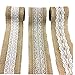 Kansing CSPRING 12PCS Natural Burlap Ribbon Roll White Lace Jute Trims Tape for Wedding Decoration 25Yards/900 Inch by