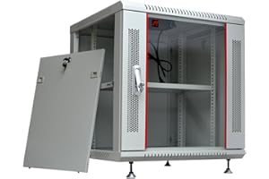 12U24 in Depth Wall Mount Server Rack Cabinet (24"w x24"d x25"h)(600x600x629mm). Glass Door (1 PDU, 1 fan,1 shelf,4 feet, 1 c