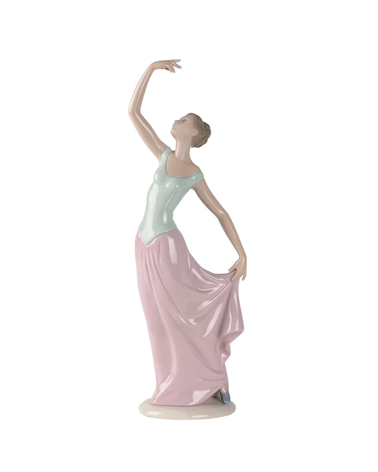NAO The Dance is Over. Figurative Decorative Glossy Porcelain Ballerina. Ornamental Ballet Ballerina Figurine in Pastel Tones for Home Decoration