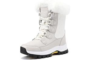 COOJOY Womens Winter Snow Boots Waterproof Shoes Walking Comfortable Hiking Tennis Booties Furry Mid Calf Warm Lightweight