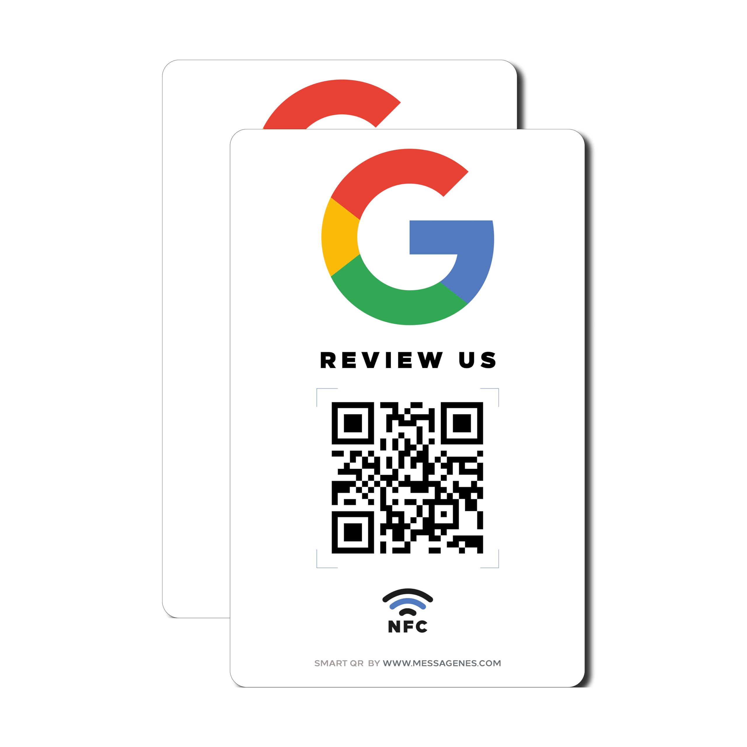 Reusable Review Tap Sticker for Google Reviews - 2-Stickers Pack - QR & Tap NFC Sticker - Review Us on Google Tap Sticker - iPhone & Android - Boost My Reviews Sticker - Set Up at Home | by MESSAGENES