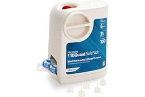 All-in-One UltiGuard Safe Pack Pen Needles and Sharps Container for at-Home Insulin Injections and Safe Needle Disposal, Size: Short 8mm (5/16”) x 31G, 100 Count