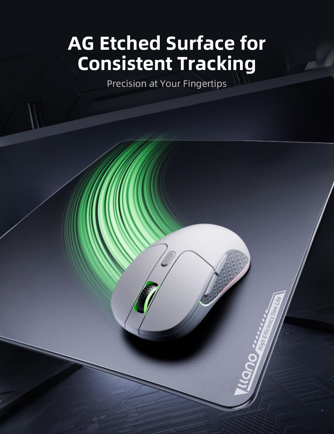 llano MP001 Tempered Glass Gaming Mouse Pad for FPS Gamers, 17.7”x15.8” Large Ultra-Smooth 0.85μm Micro-Etched Surface, 3mm Thick, Non-Slip Base, Compatible with Viper/G502, Large