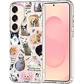 MOSNOVO Case for Samsung Galaxy S25 / Galaxy S24, [Buffertech 6.6ft Military-Grade Drop Protection] [Anti Peel Off Tech] Clear TPU Bumper Phone Case Cover Design - The Cat Brigade