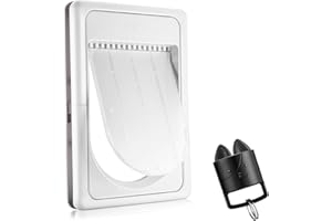 AJKJ Smart Electronic Pet Door, Automatic Dog Door with 3 Modes, Battery Powered Electronic Sensor Pet Door with 1 Sensing Key, Fit for Large Pets Up to 85lbs. (Not WiFi Connected/App Enabled)