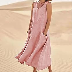 Women's Summer Cotton Linen Long Dress Sleeveless
