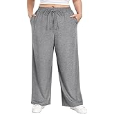 TIYOMI Plus Size Wide Leg Sweatpants for Women Drawstring Elastic Yoga Pants with Pockets XL-5XL