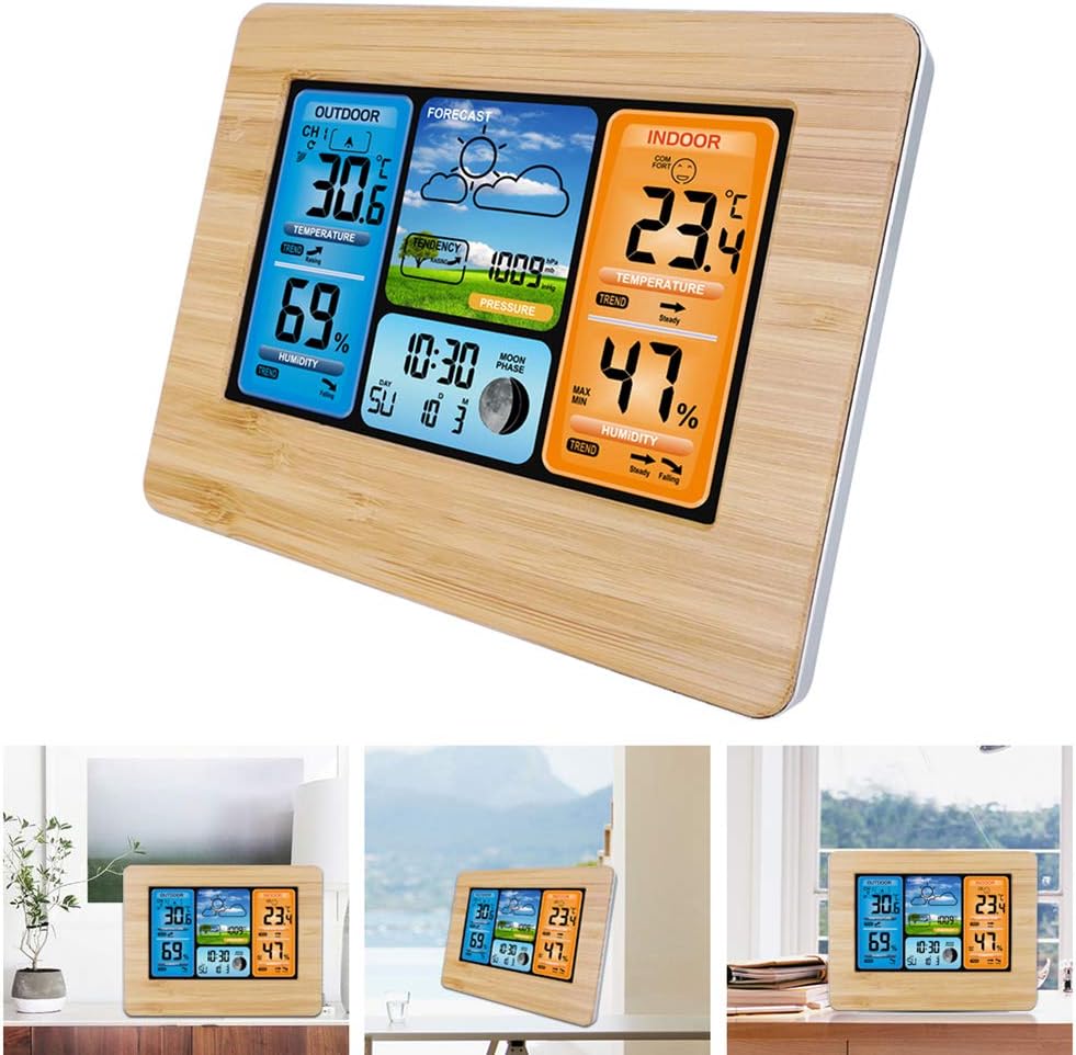 Houkiper Digital Color Forecast Weather Station with Alert Temperature/Humidity/Barometer/Alarm/Weather Clock - Image 3