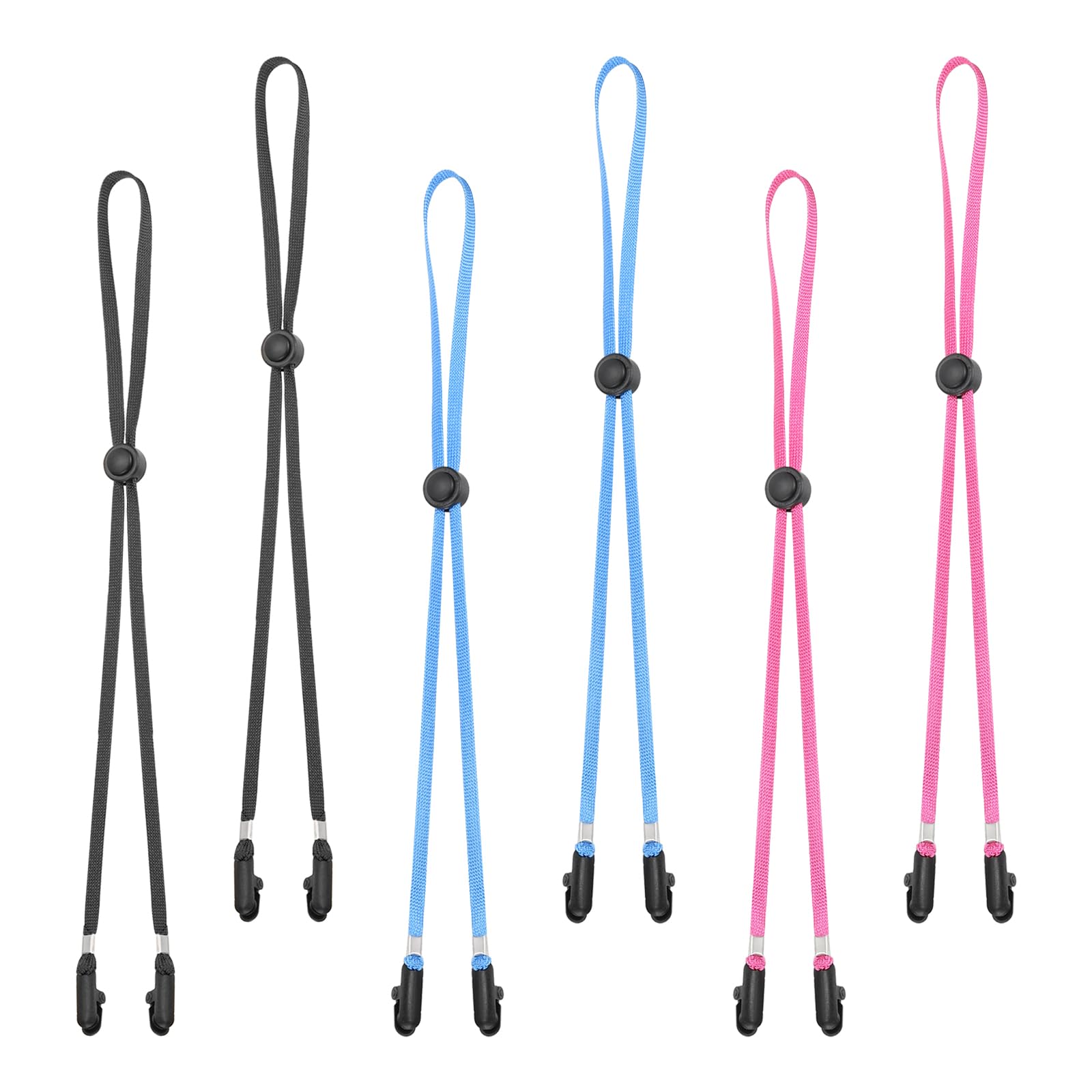 PATIKIL Windproof Hat Strap Clips 31.5"x0.28", 6 Pcs Adjustable Elastic Hat Clip with Cord Locks for Fishing Boating Hiking Outdoor Sports, 3 Colors