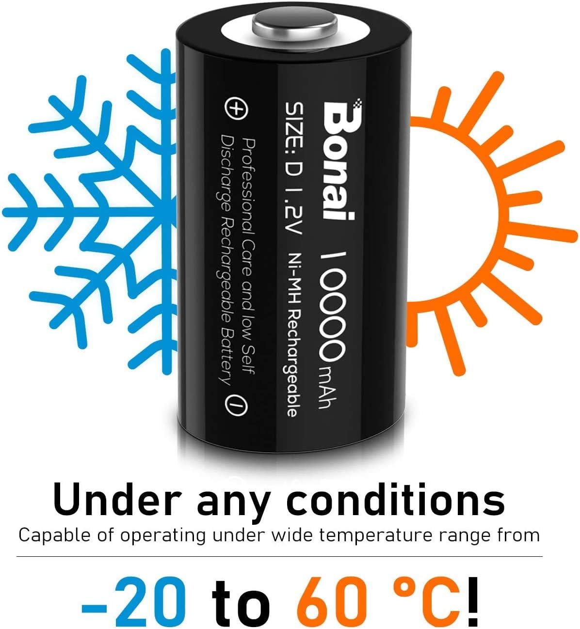 BONAI D Rechargeable Batteries 10,000mAh 1.2V Ni-MH High Capacity High Rate D Size Battery Rechargeable d Cell Batteries high Capacity(8 Pack): Home Audio & Theater